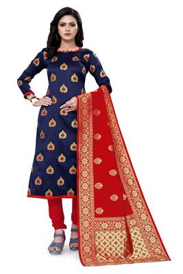 Navy-Blue Brocade Brocade Salwar 1