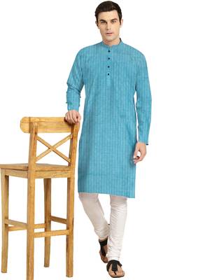 Blue plain cotton men-kurtas 2