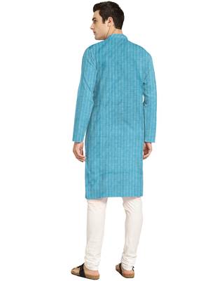 Blue plain cotton men-kurtas 3