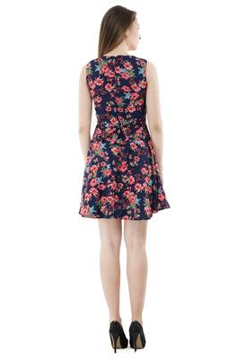 printed blue crepe dress 2