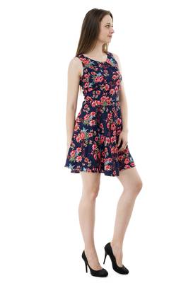 printed blue crepe dress 3