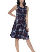 blue crepe printed dress