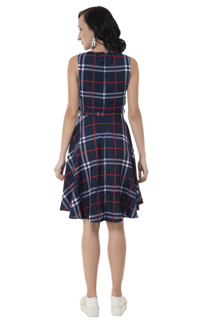 blue crepe printed dress