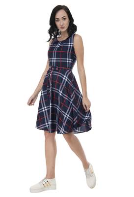 blue crepe printed dress 3