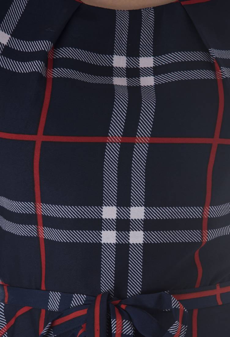 blue crepe printed dress