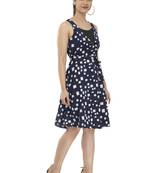 blue crepe printed dress