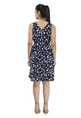 blue crepe printed dress 2