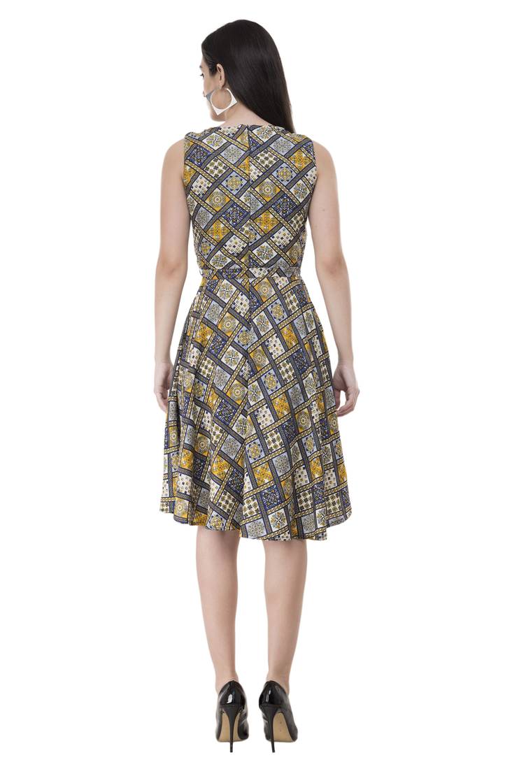 Multicolor crepe printed dress