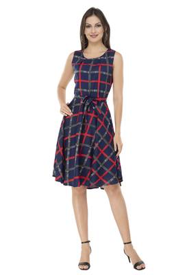 blue crepe printed dress 1