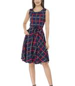 blue crepe printed dress