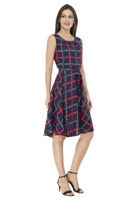 blue crepe printed dress 3