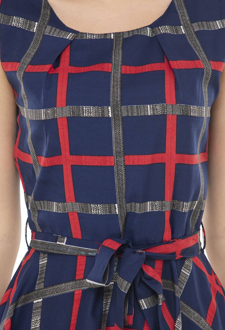 blue crepe printed dress