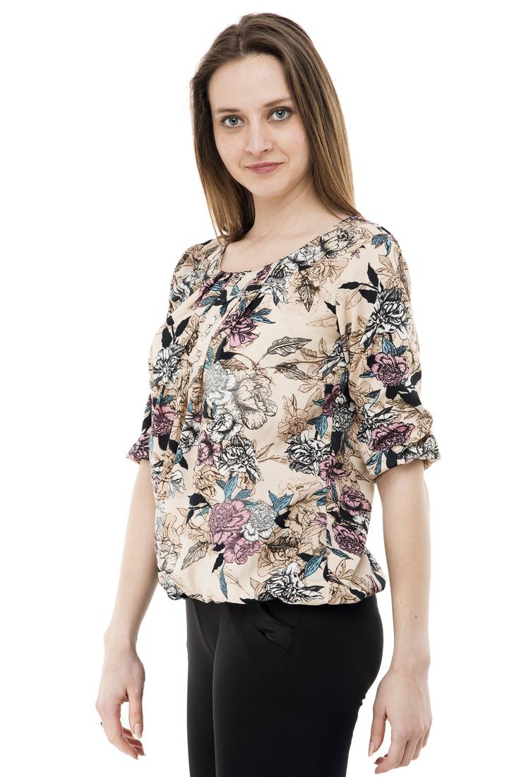 blue polyester Printed Top