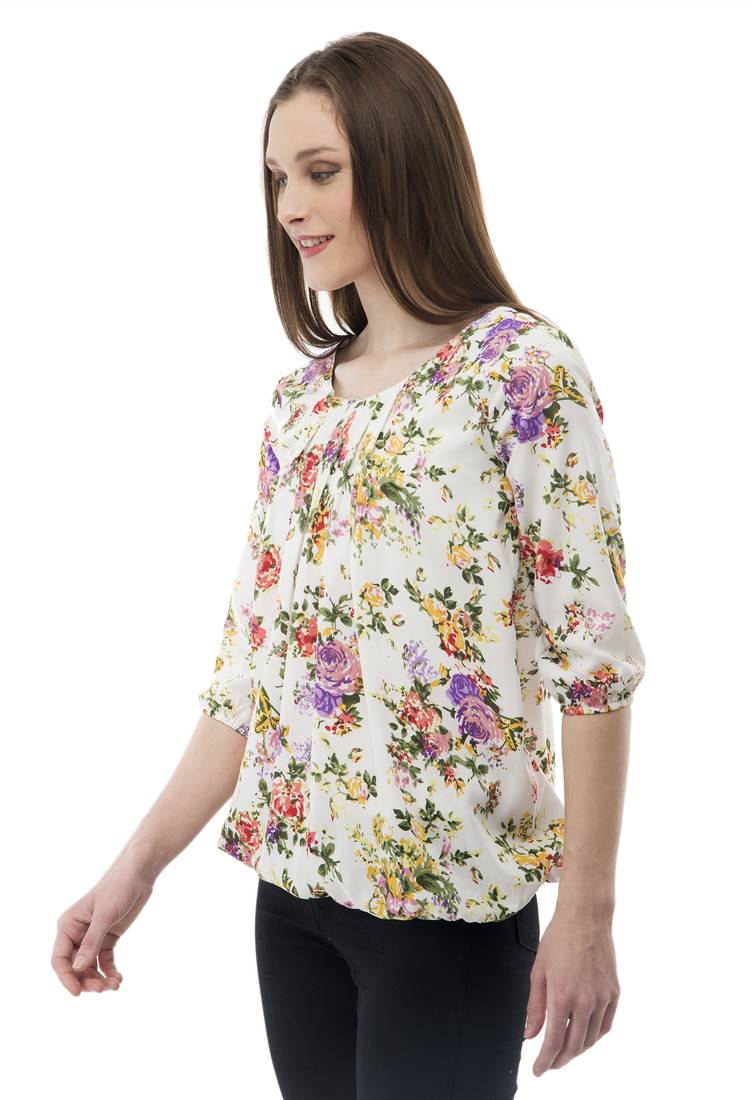 blue polyester Printed Top