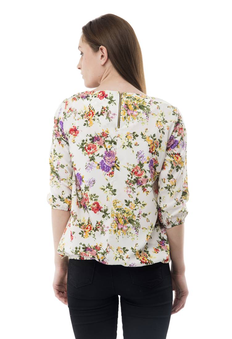 blue polyester Printed Top