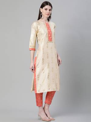 Cream printed art silk kurtas-and-kurtis 2