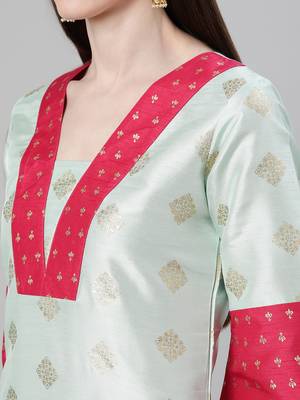Blue printed art silk kurtas-and-kurtis 4