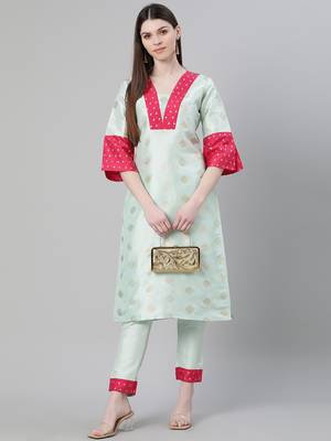 Blue printed art silk kurtas-and-kurtis 5