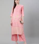 Pink printed art silk kurtas-and-kurtis