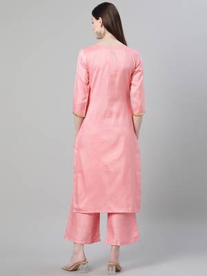 Pink printed art silk kurtas-and-kurtis 3
