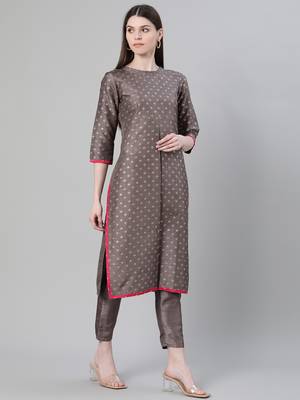 Grey printed art silk kurtas-and-kurtis 2
