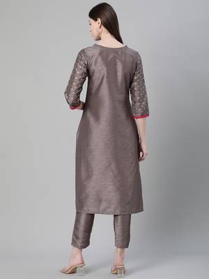 Grey printed art silk kurtas-and-kurtis 3