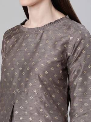 Grey printed art silk kurtas-and-kurtis 4