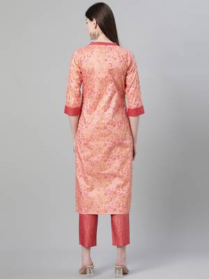 Pink printed art silk kurtas-and-kurtis 3