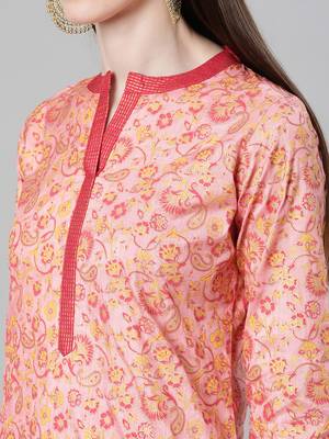 Pink printed art silk kurtas-and-kurtis 4