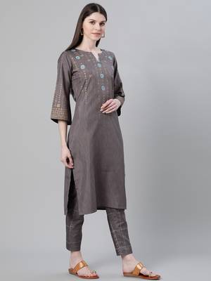 Grey printed art silk kurtas-and-kurtis 2