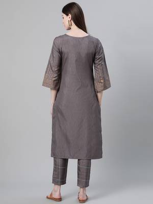 Grey printed art silk kurtas-and-kurtis 3
