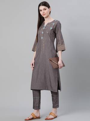 Grey printed art silk kurtas-and-kurtis 5