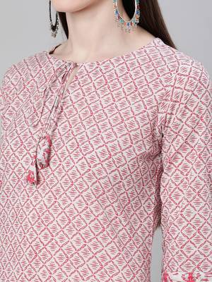 Red printed cotton kurtas-and-kurtis 4