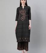 Black printed art silk kurtas-and-kurtis