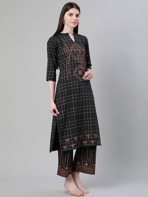 Black printed art silk kurtas-and-kurtis 2