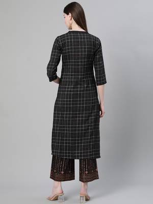 Black printed art silk kurtas-and-kurtis 3