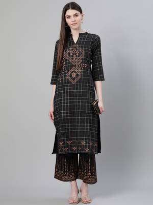 Black printed art silk kurtas-and-kurtis 5