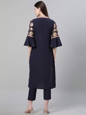 Blue printed crepe kurtas-and-kurtis 3