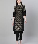 Black printed crepe kurtas-and-kurtis