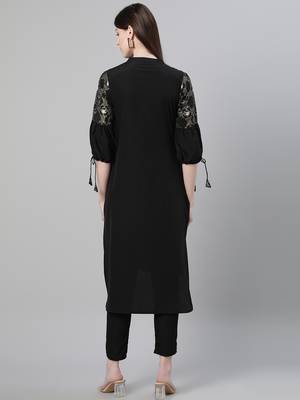 Black printed crepe kurtas-and-kurtis 3