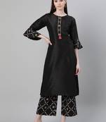 Black plain art silk kurtas-and-kurtis