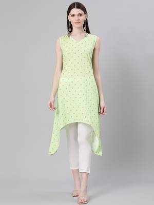 Green printed cotton kurtas-and-kurtis 5