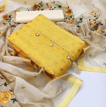 Yellow woven chanderi salwar 1