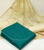 Dark-green embroidered chanderi salwar