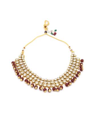White Kundan & Red Moti Necklace Sets 4