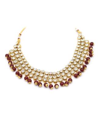 White Kundan & Red Moti Necklace Sets 5