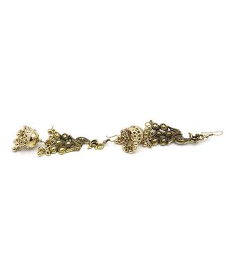 Gold Oxidised Peacock Earrings 6