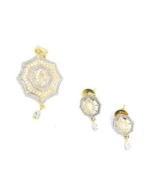 Gold Plated American Diamond Jewellery Mangalsutra Pendant with Chain for Women 5