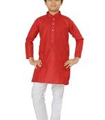 Shree Shubh Boys Ethnic Wear Red Kurta Payjama Set