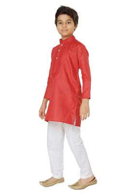 Shree Shubh Boys Ethnic Wear Red Kurta Payjama Set 2